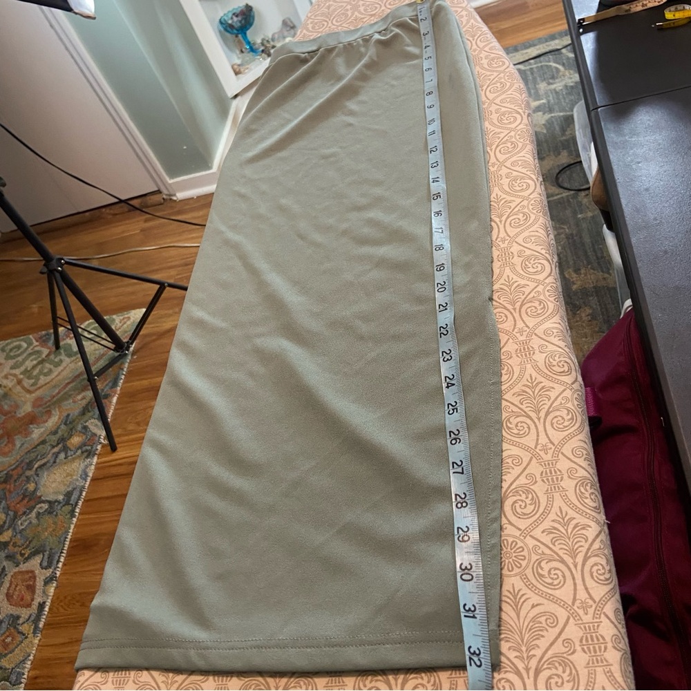 3/$12 Shein Curve Bundle White Asymmetrical Tube Top & Sage Green Pencil Skirt - Picture 10 of 14